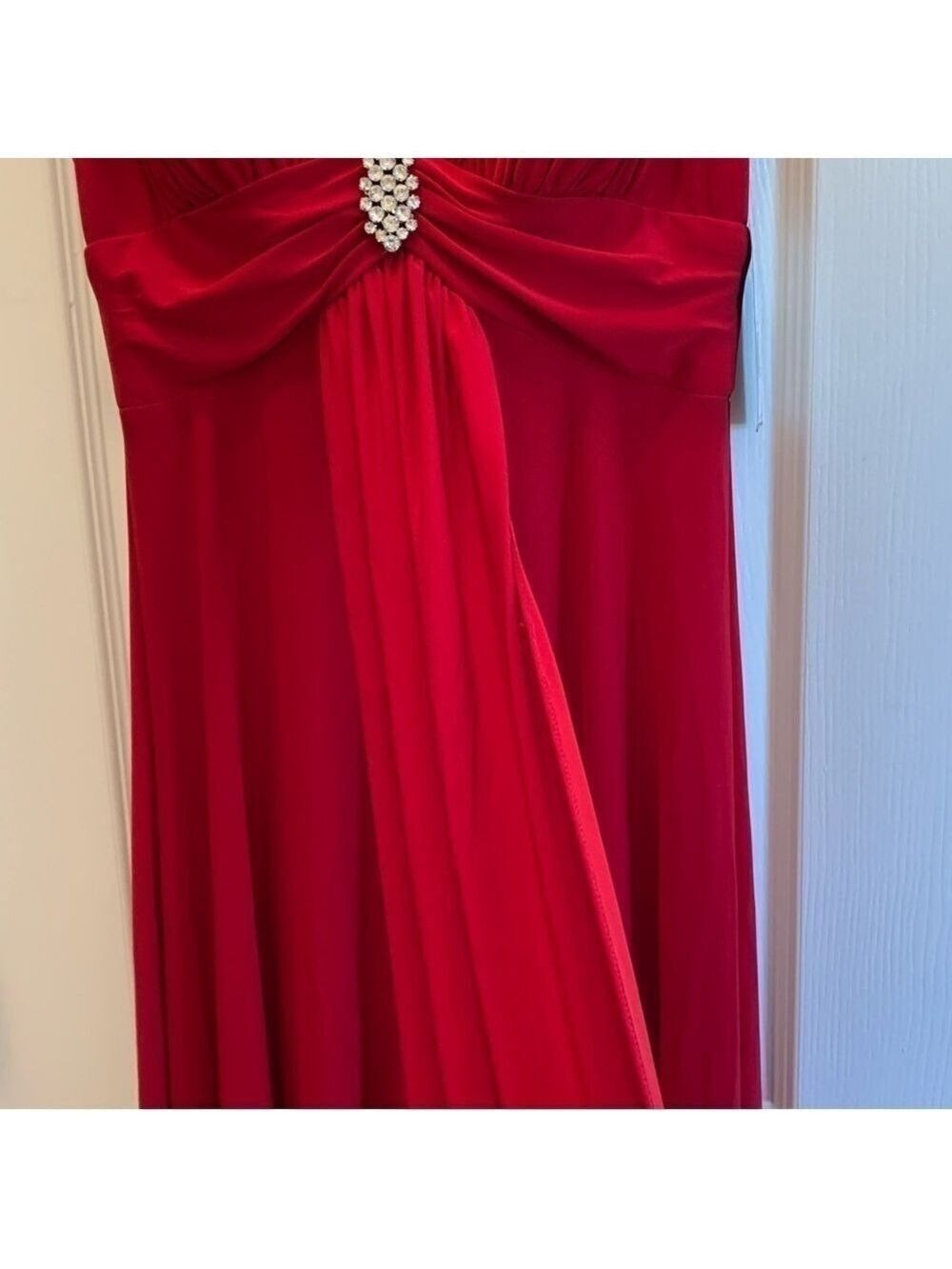 JESSICA HOWARD EVENINGS drape front rhinestone holiday evening party dress - Picture 9 of 15